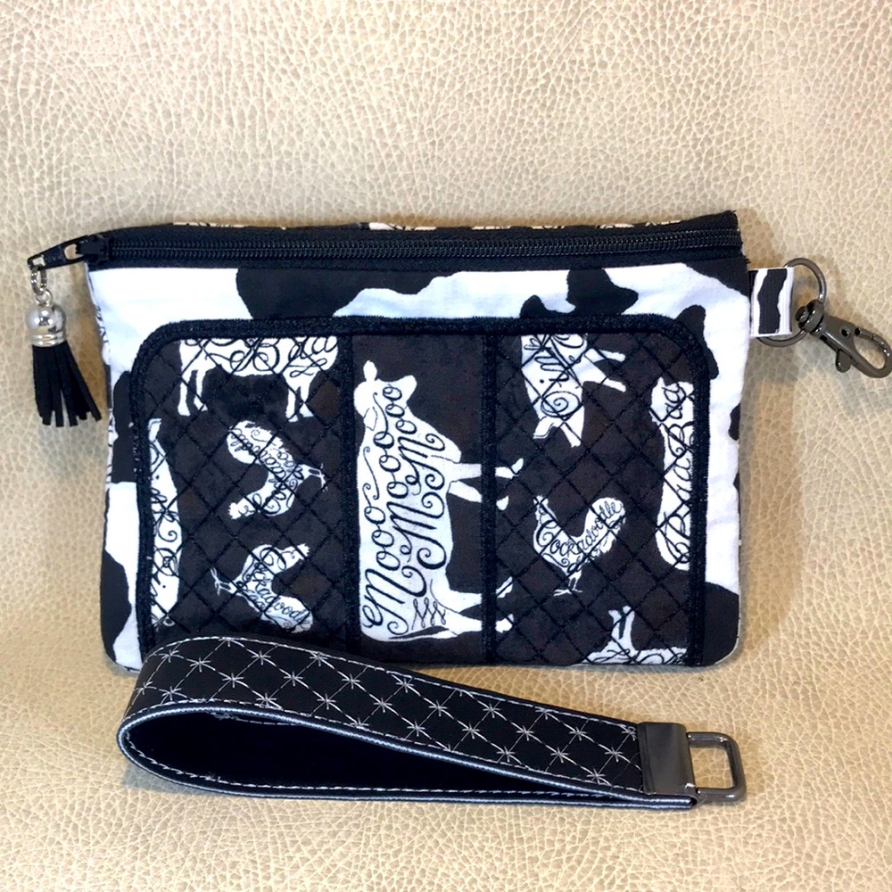 Multipurpose Clutch/ Bag Farm Life, Black & White